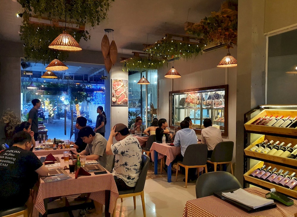 The restaurant has a classic European style with a romantic garden area on the second floor